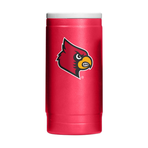 Louisville Flipside Powder Coat Slim Can Cooler by Logo Brands, slim drinkware with colorful Louisville logo design.