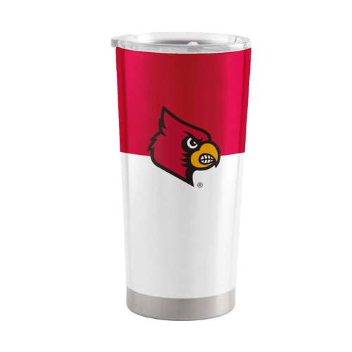 Louisville Colorblock 20oz stainless steel tumbler with a colorful design for hot and cold beverages, Logo Brands drinkware.