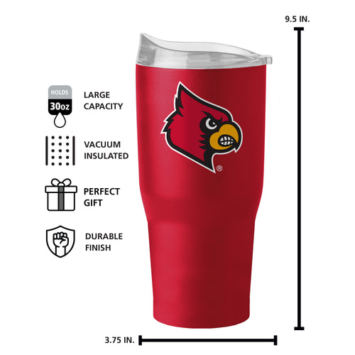 Louisville 30oz Flipside powder coat tumbler by Logo Brands, durable drinkware with a flip lid and vibrant team logo design