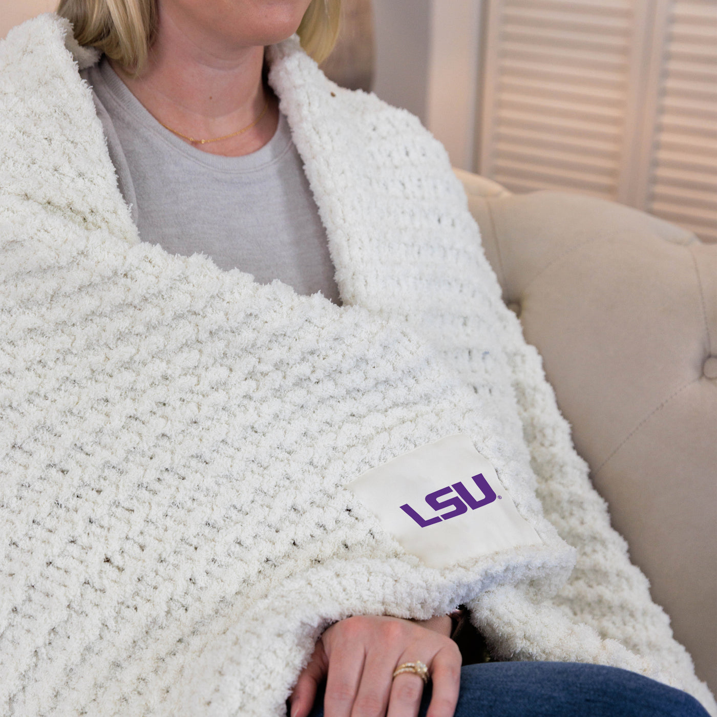 LSU Cable Knit Throw 50x60