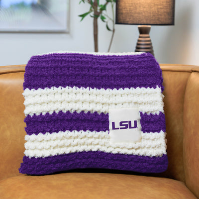 LSU Cable Knit Throw 50x60