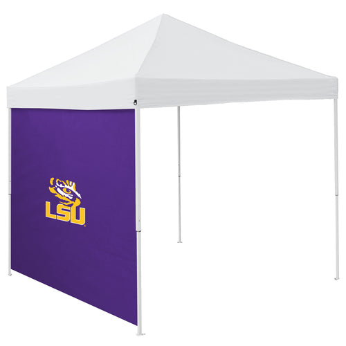 LSU Purple 9x9 side panel for shelter, Logo Brands outdoor canopy side wall with LSU team colors and logo.
