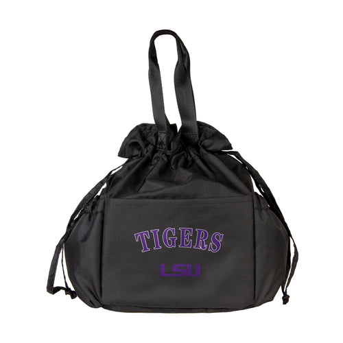 LSU Drawstring Lunch Cooler by Logo Brands, eco-friendly insulated cooler bag with drawstring closure and LSU logo design.