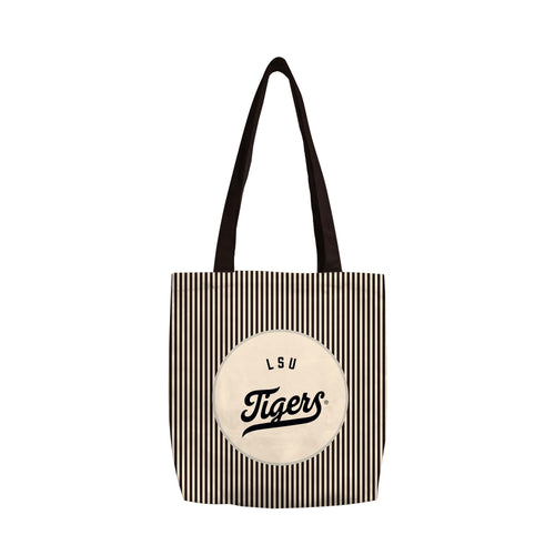 LSU Classic Black Canvas Tote bag by Logo Brands, featuring durable black canvas with LSU logo, ideal for everyday use.