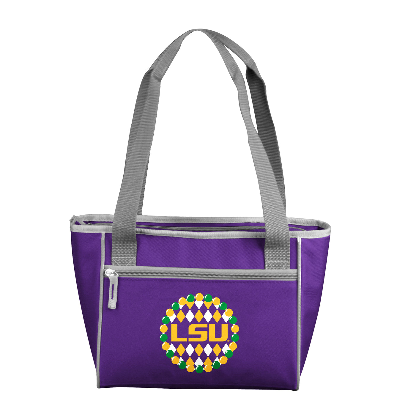 LSU Mardi Gras Crosshatch 16 Can Cooler Tote