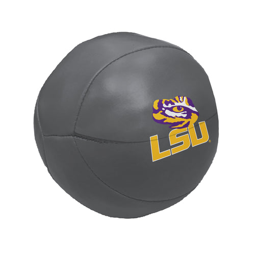 LSU charcoal micro soft basketball with primary logo, recreational sports ball by Logo Brands, textured surface and LSU branding.