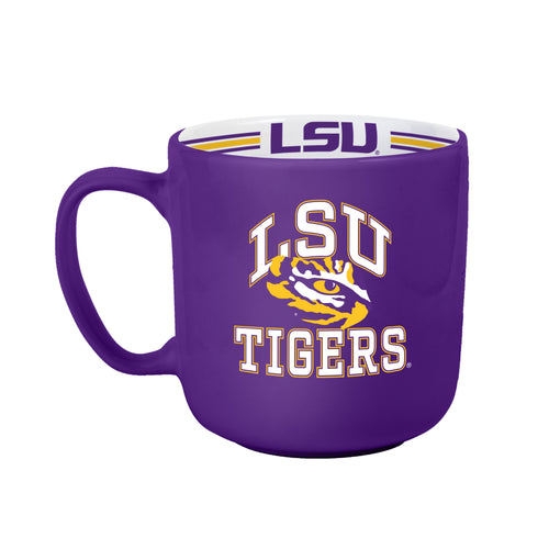 LSU 15oz Stripe Mug featuring blue and white stripes, Logo Brands drinkware perfect for college sports fans.