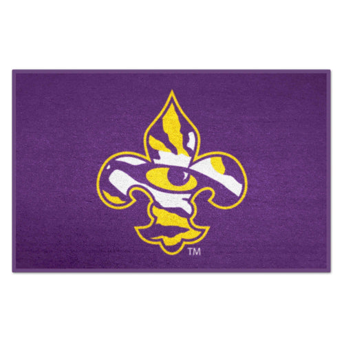 LSU Starter Mat by Logo Brands featuring LSU logo and team colors, made of durable mat material for team spirit.