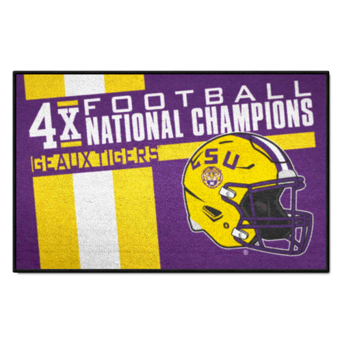 LSU Dynasty Starter Mat by Logo Brands, featuring the team logo and colors, ideal for sports fan decor or tailgating.