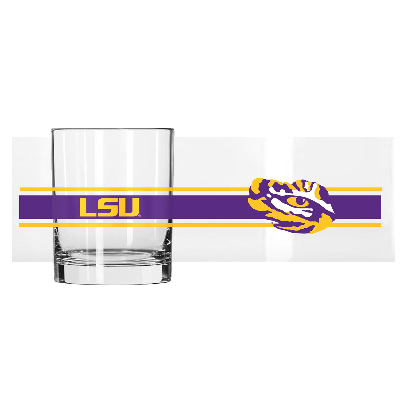 LSU 14oz Stripe Rocks Glass