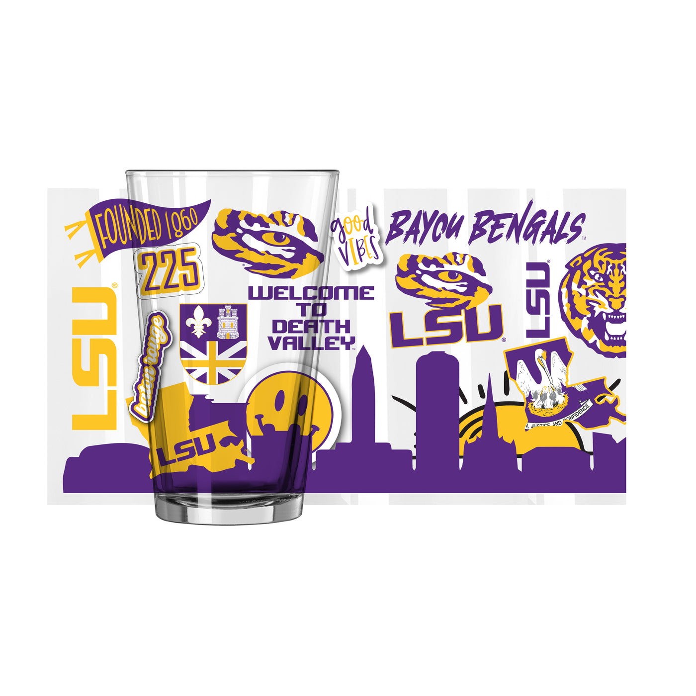 LSU 16oz Native Pint Glass