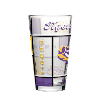 LSU 16oz Quilted Stained Pint Glass