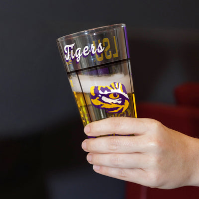 LSU 16oz Quilted Stained Pint Glass