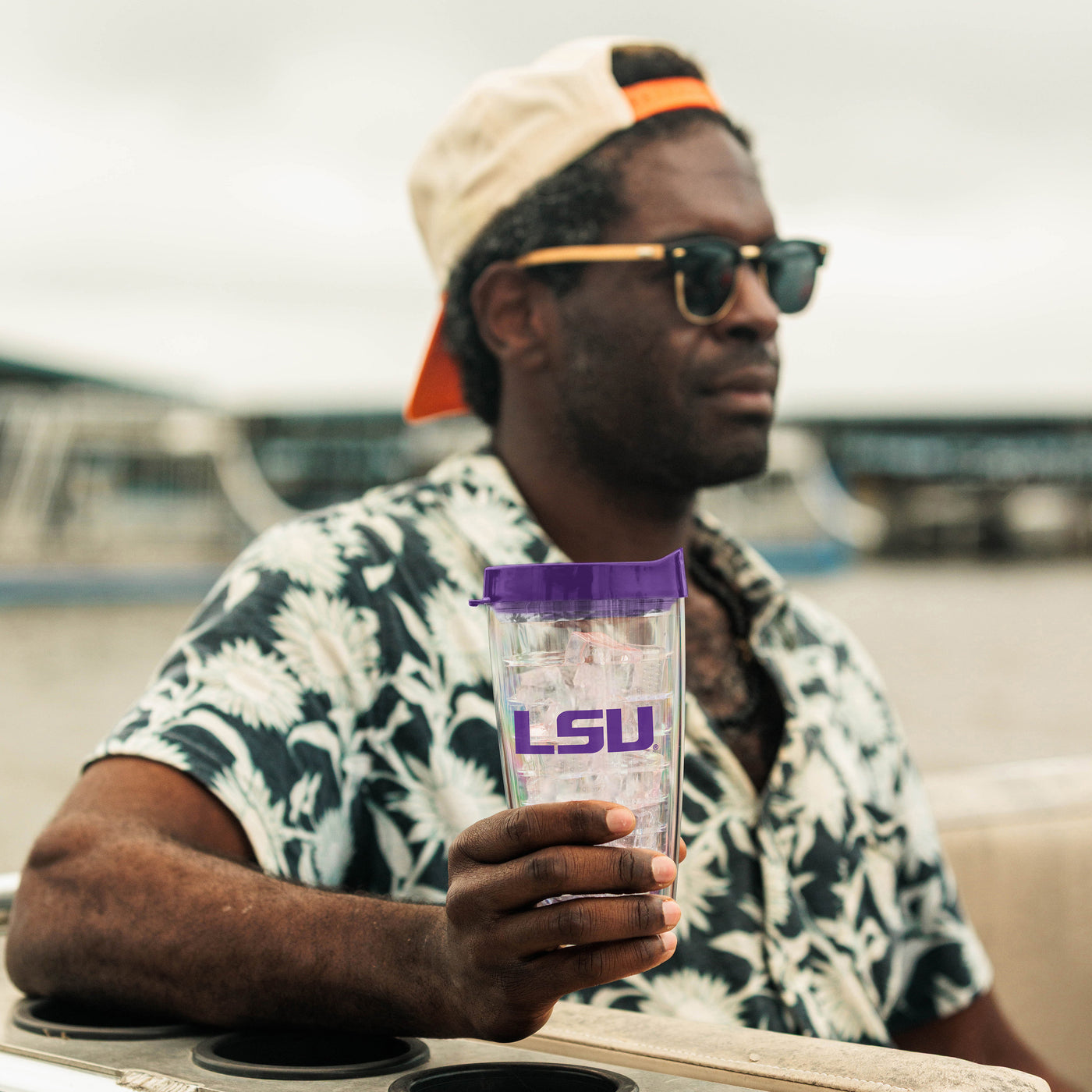 LSU 16oz Flipside Dbl Wall Clear Tumbler