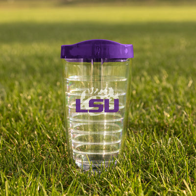 LSU 16oz Flipside Dbl Wall Clear Tumbler