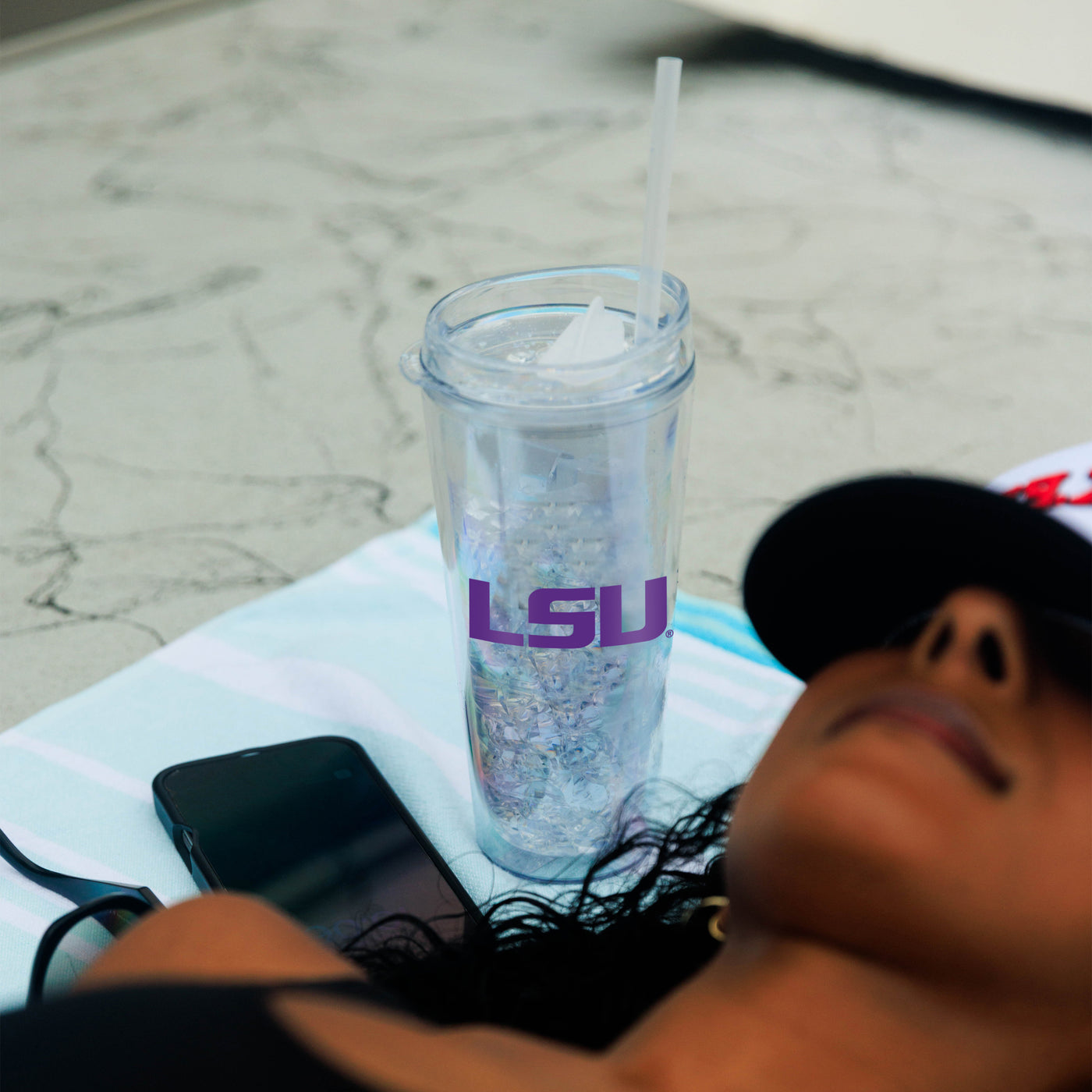 LSU 22oz Flipside Dbl Wall Clear Tumbler