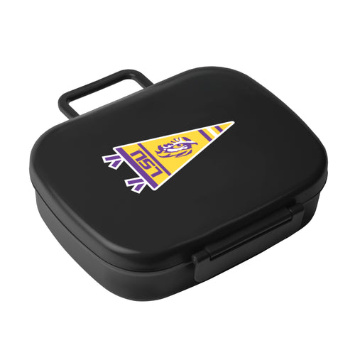 Black LSU Travel Pennant Lunch Box cooler by Logo Brands, featuring team logo and pennant design for sports fans.