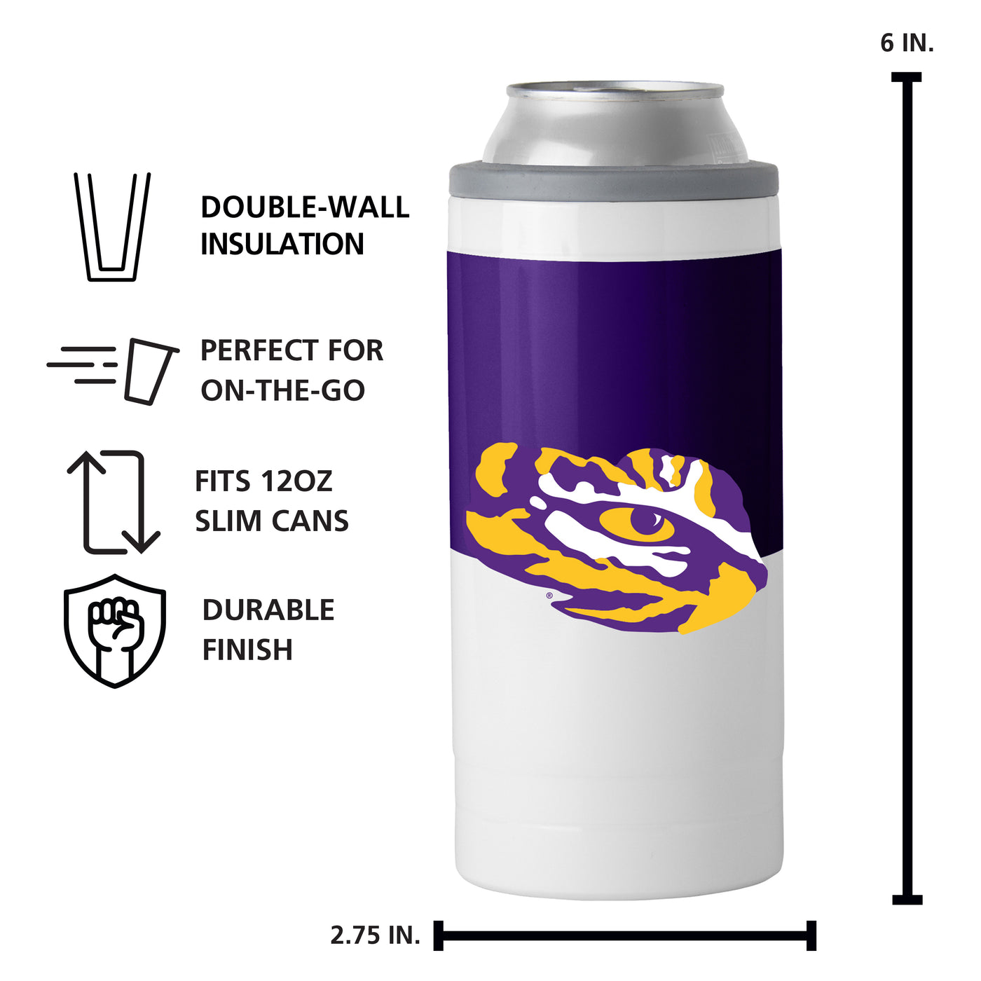 LSU 12oz Colorblock Slim Can Coolie