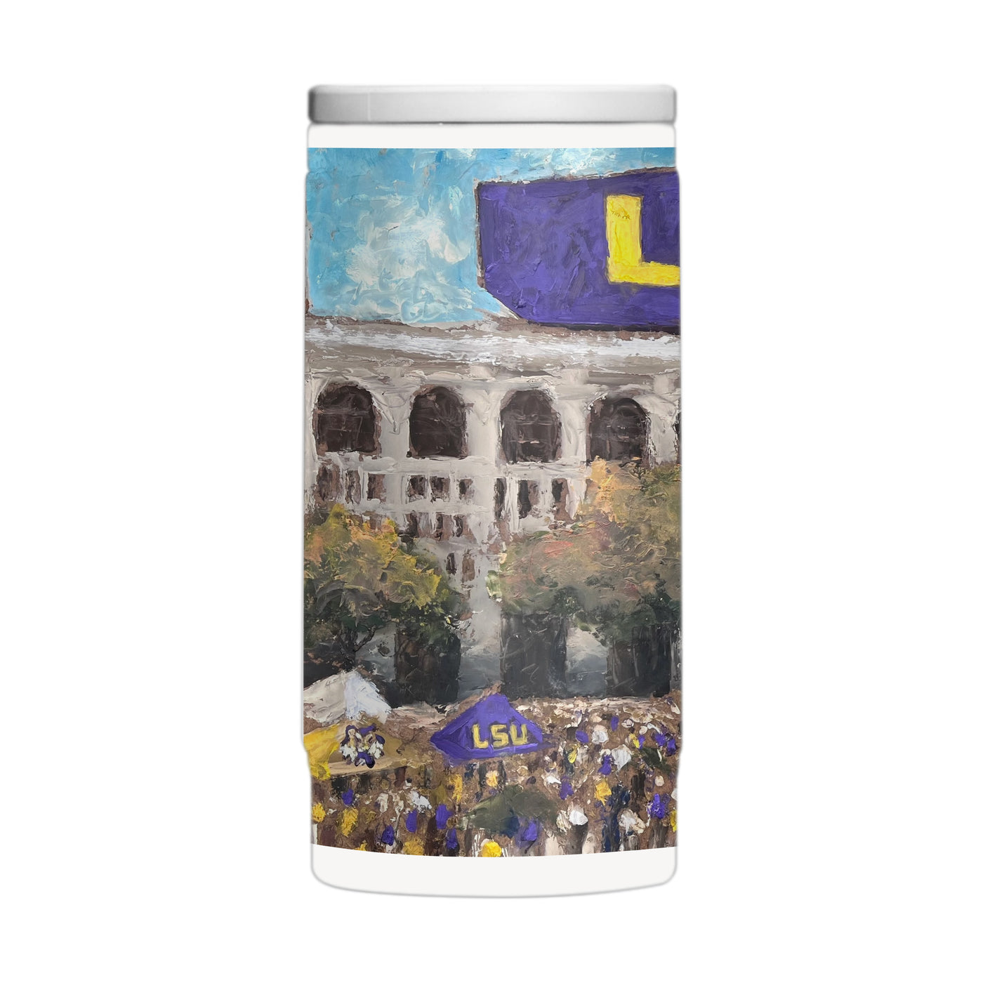 LSU 12oz Collector Powder Coat Slim Can Coolie