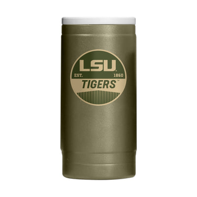 LSU  Badge Powder Coat Slim Can Coolie