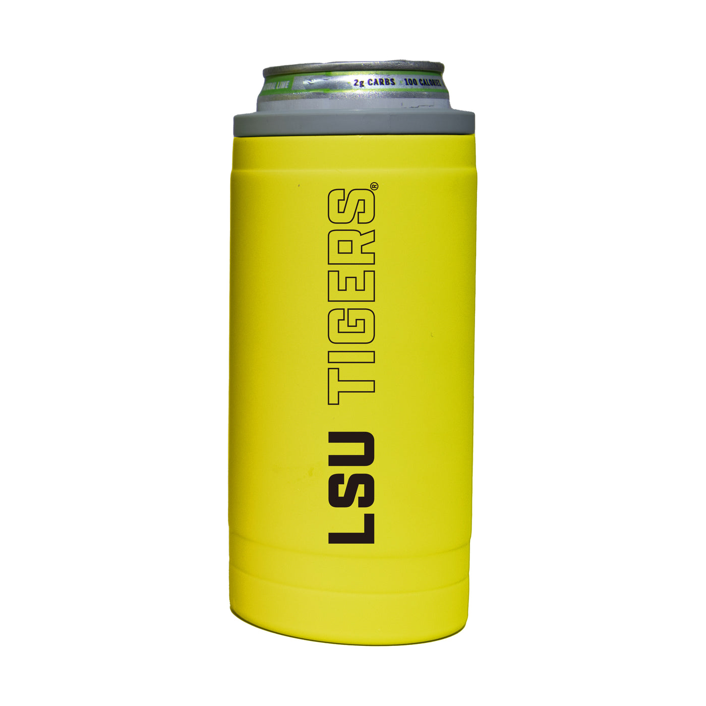 LSU 12oz Cru Stacked Soft Touch Slim Coolie