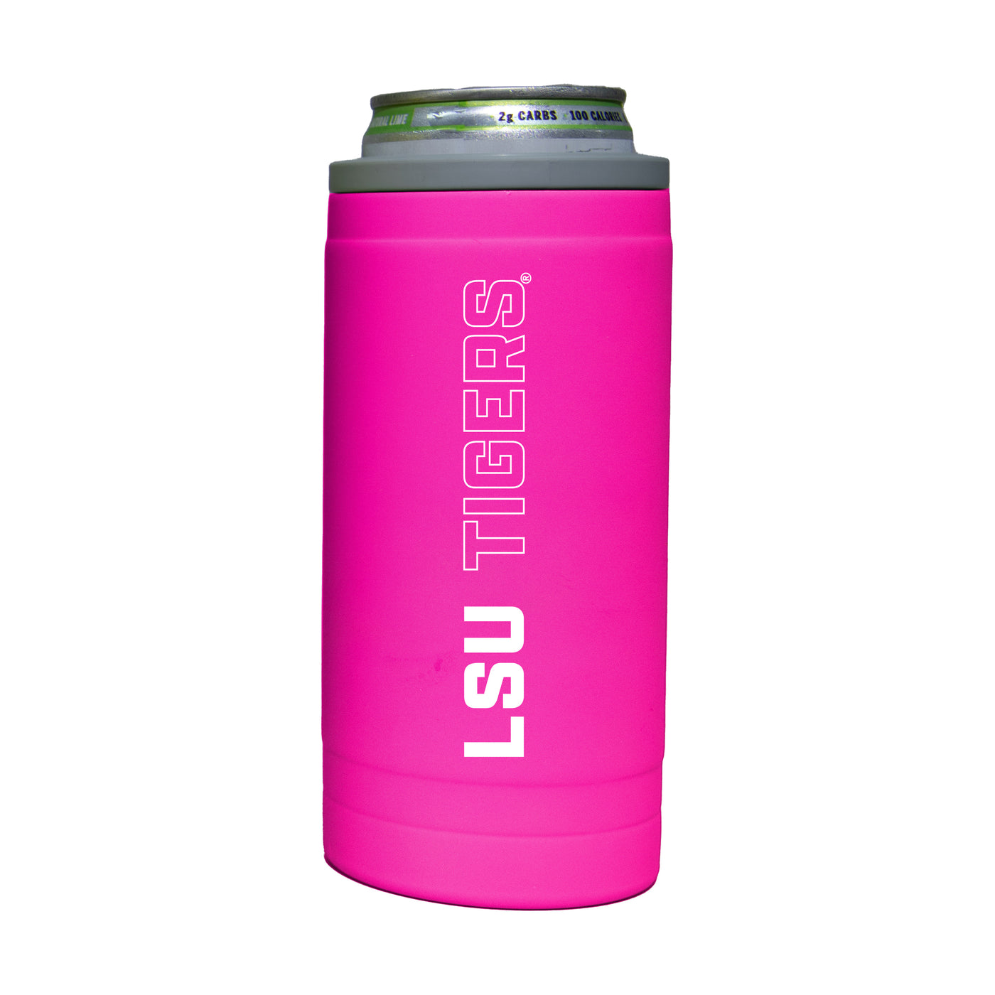 LSU 12oz Electric Stacked Soft Touch Slim Coolie