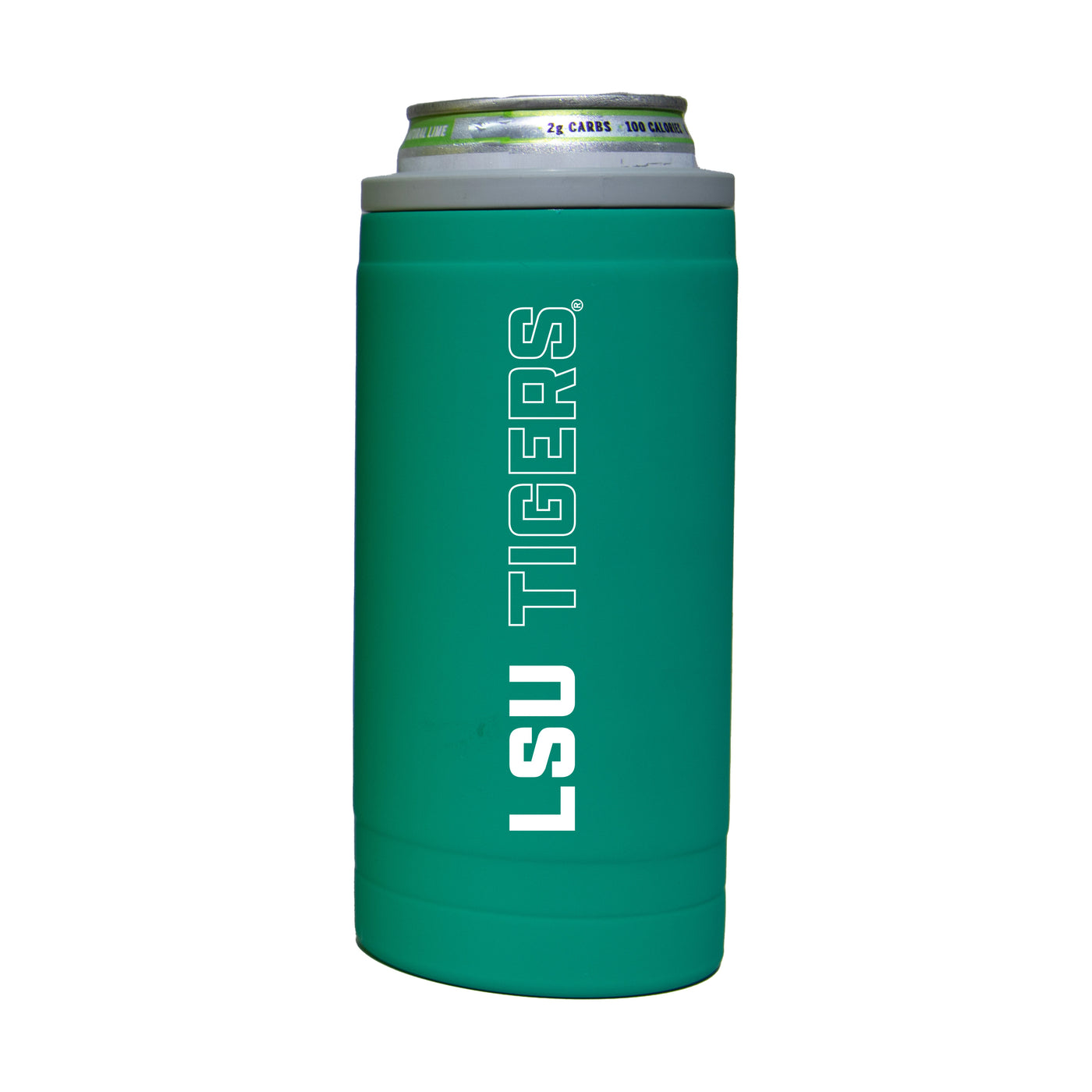 LSU 12oz Optic Stacked Soft Touch Slim Coolie