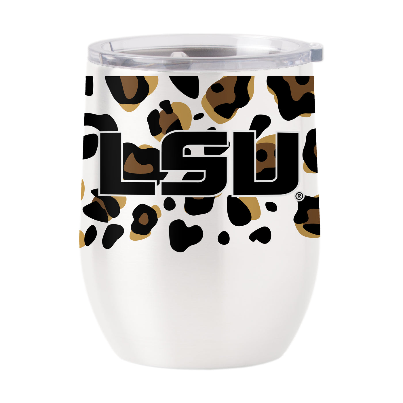LSU 16oz Neutral Leopard Stainless Curved Beverage