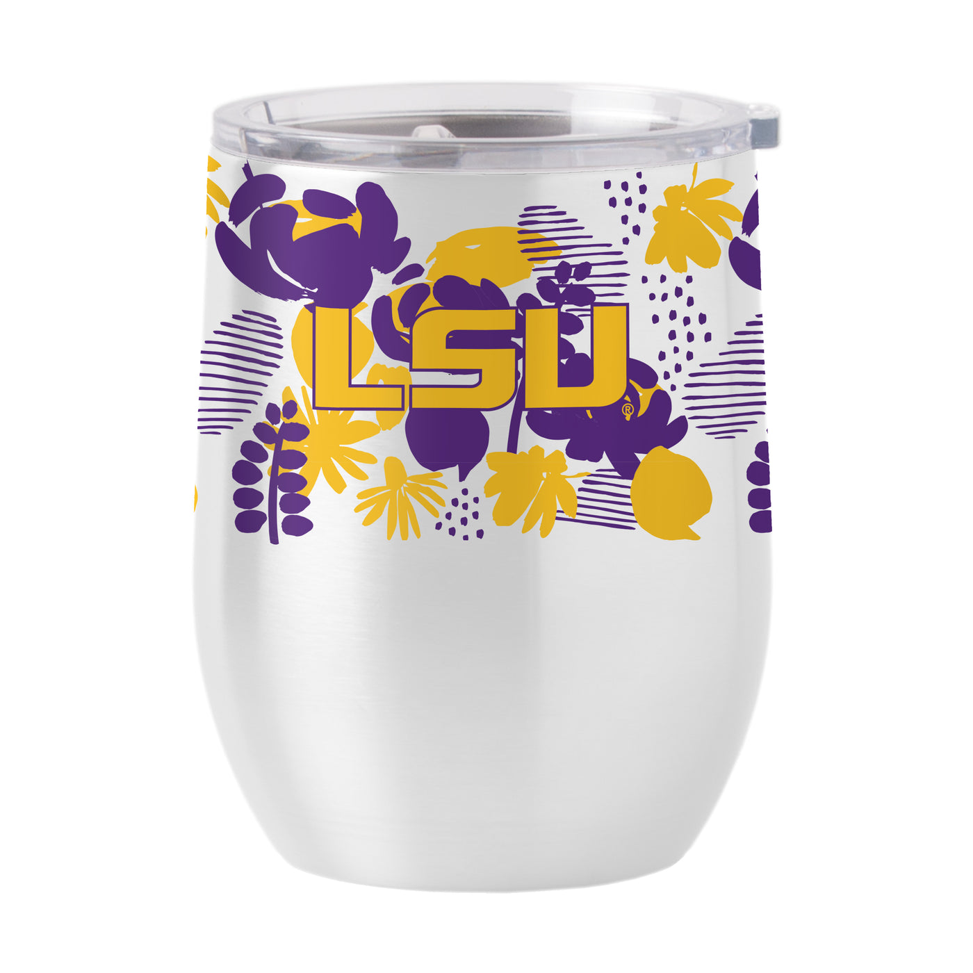 LSU 16oz Floral Stainless Curved Beverage