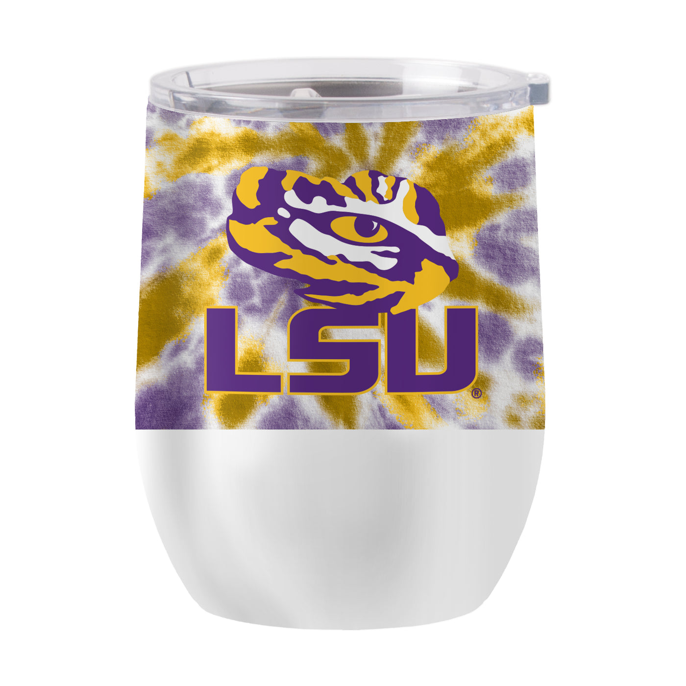 LSU 16oz Tie Dye Stainless Curved Beverage