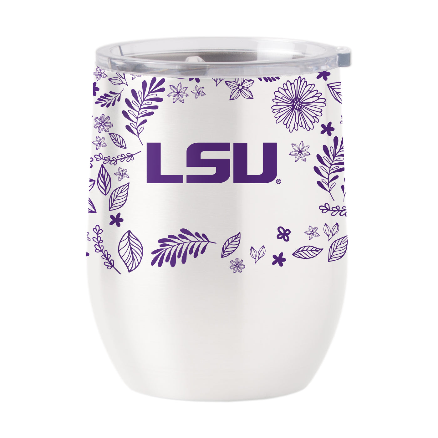 LSU 16oz Botanical Stainless Curved Beverage
