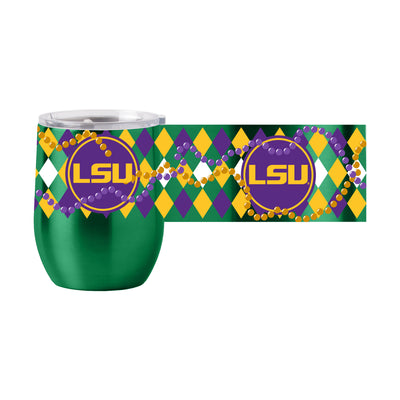 LSU 16oz Mardi Gras Stainless Curved Beverage