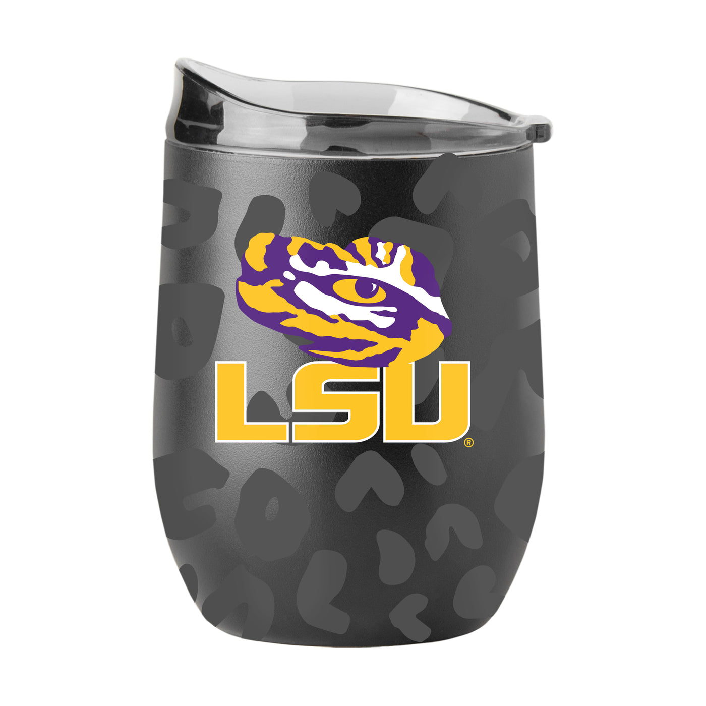 LSU Leopard 16oz Black Powder Coat Curved Beverage - Logo Brands