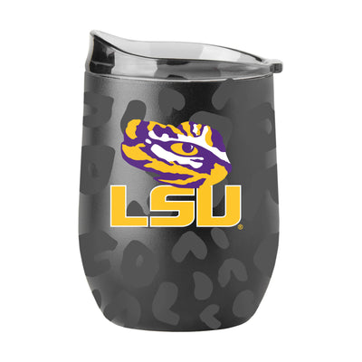 LSU Leopard 16oz Black Powder Coat Curved Beverage - Logo Brands