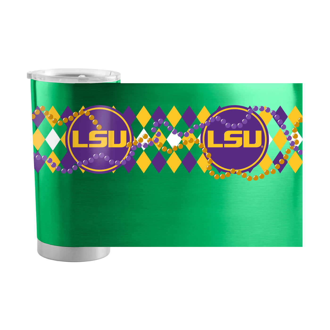 LSU 20oz Mardi Gras Stainless Tumbler