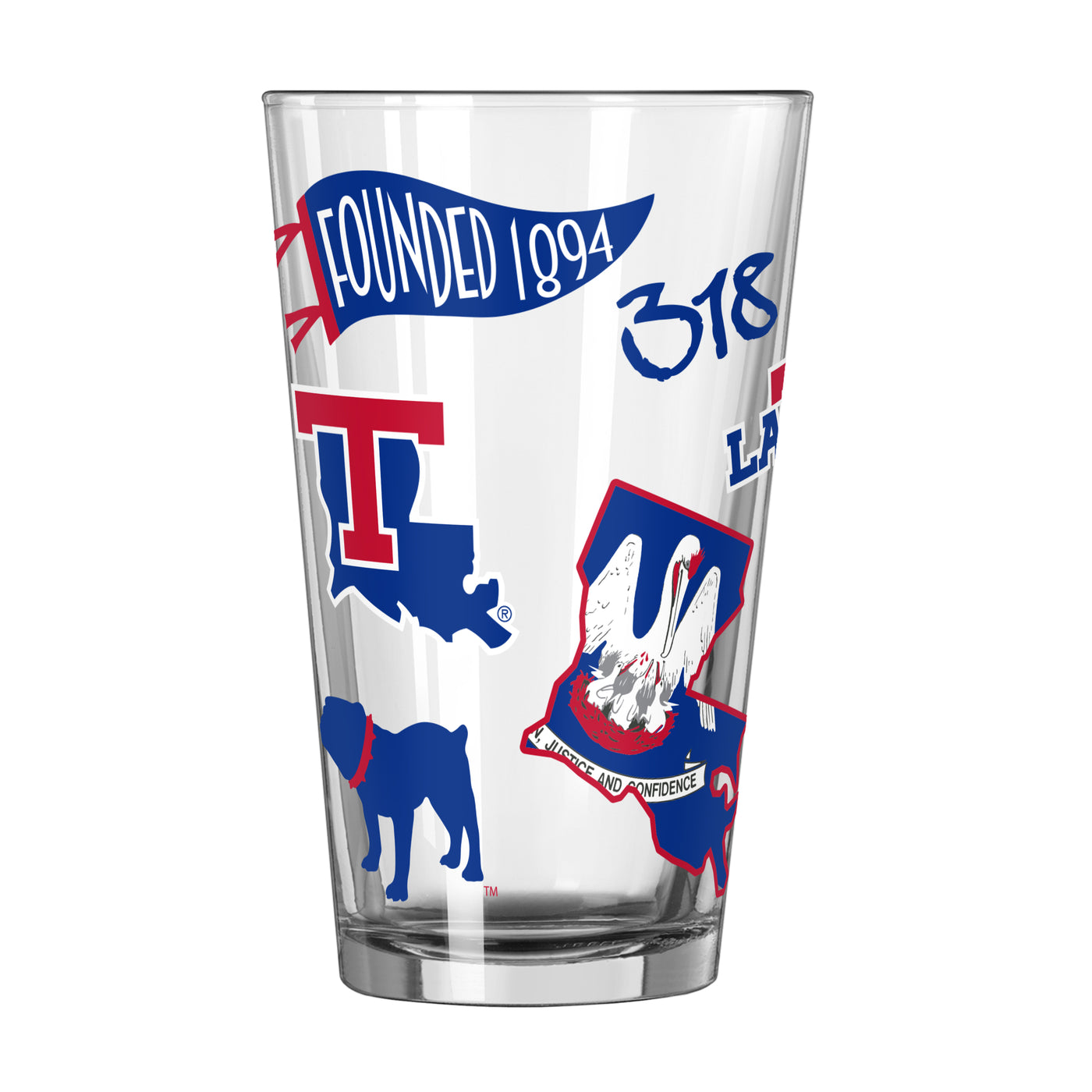 Louisiana Tech 16oz Native Pint Glass