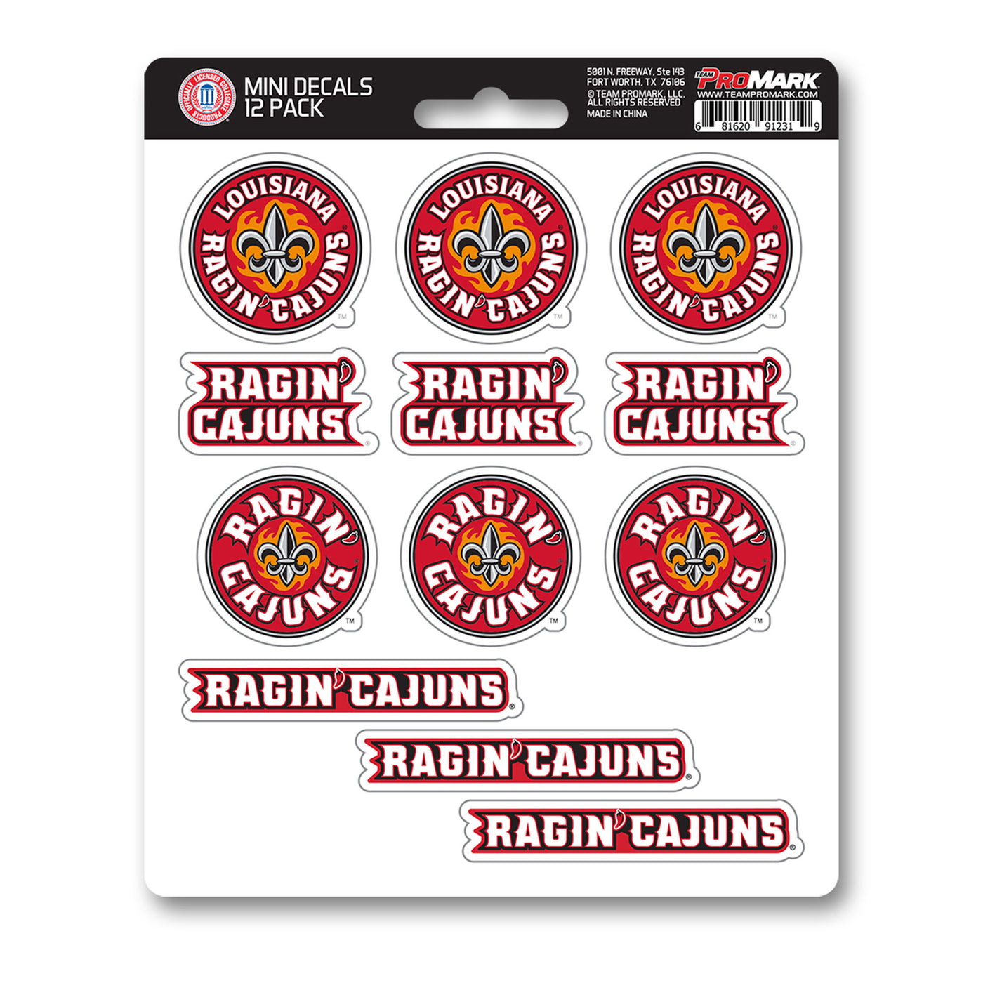 Louisiana-Lafayette Mini Decal 12-pk