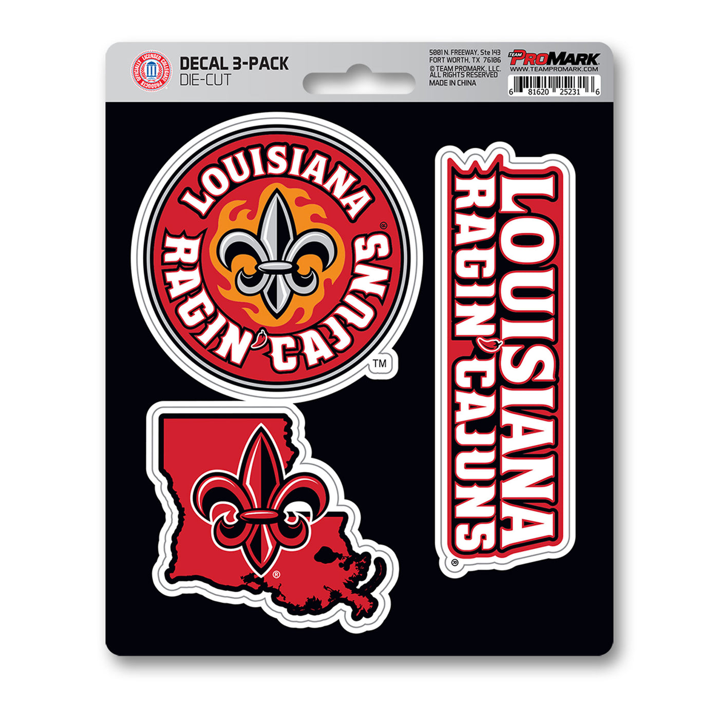 Louisiana-Lafayette Decal 3-pk
