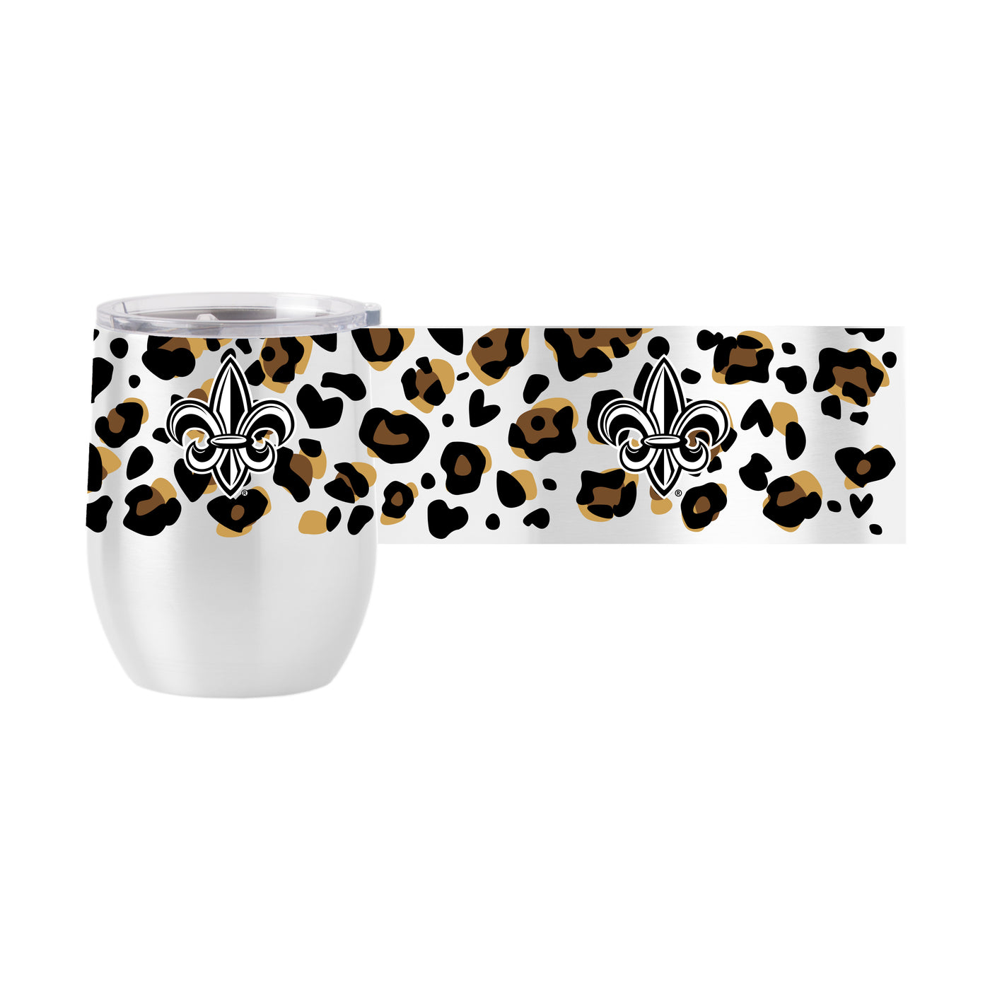Louisiana - Lafayette 16oz Neutral Leopard Stainless Curved Beverage
