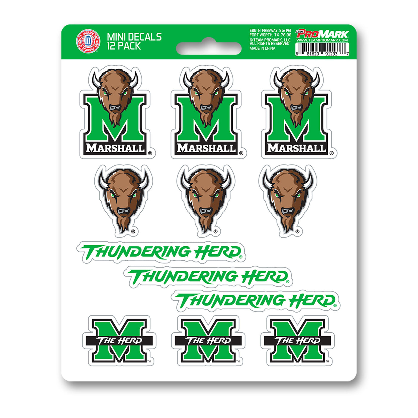 Marshall University Mini Decal 12-pk