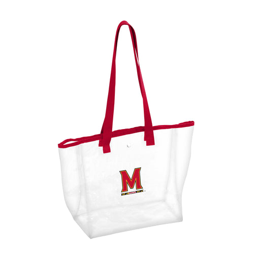 Clear stadium bag from Logo Brands featuring Maryland state logo, made of transparent material for easy viewing.