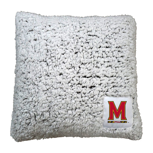 Maryland Frosty Pillow blanket by Logo Brands, soft fleece with Maryland team logo, cozy and decorative for fans.
