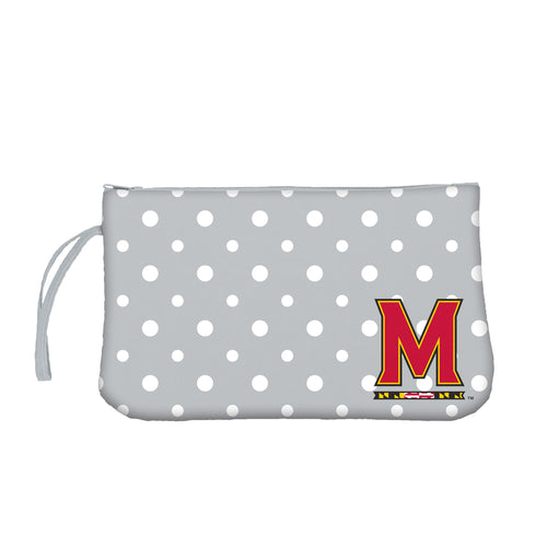 University of Maryland logo dot wristlet bag by Logo Brands featuring a Maryland-themed design and a convenient wrist strap.