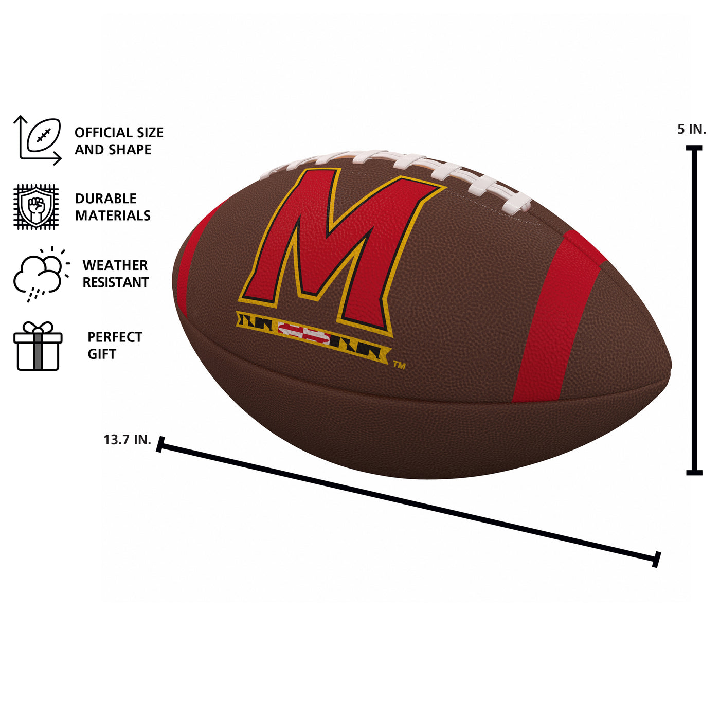 Maryland Team Stripe Official-Size Composite Football
