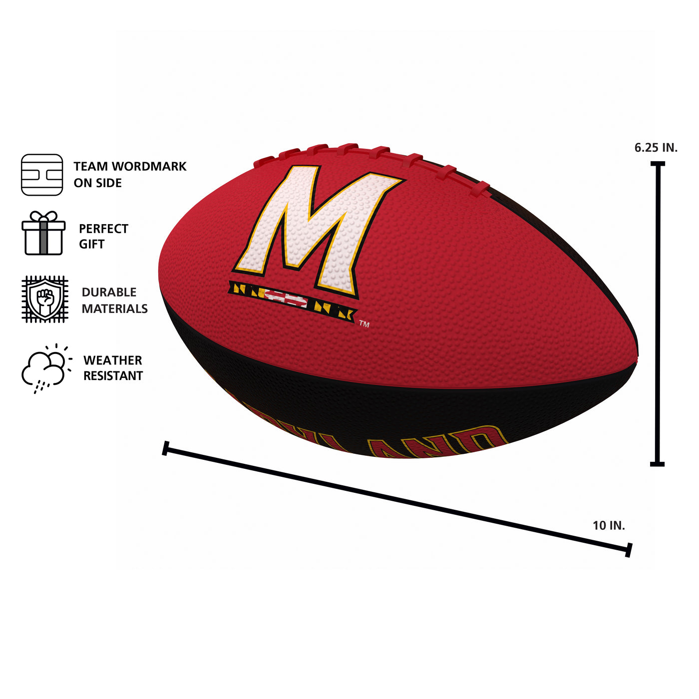 Maryland Pinwheel Junior Size Rubber Football