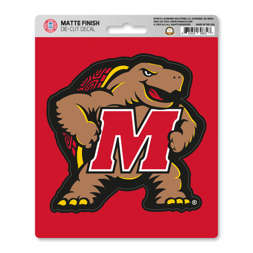 University of Maryland matte decal sticker featuring the Maryland Terrapins logo, ideal for laptops, notebooks, or water bottles.