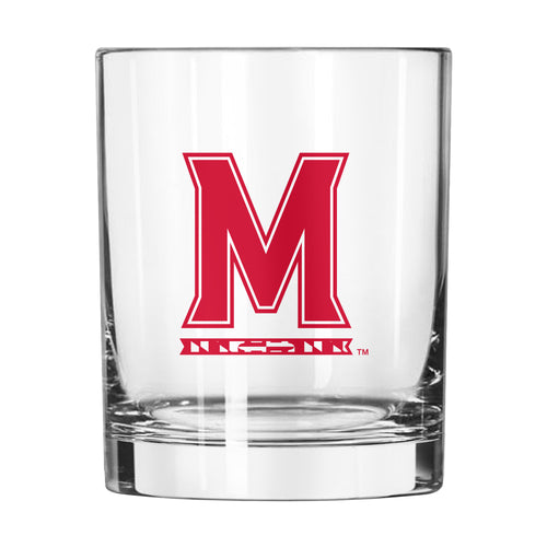 Maryland Gameday Rocks Glass by Logo Brands, 14oz drinkware with Maryland team logo and design, suitable for beverages.