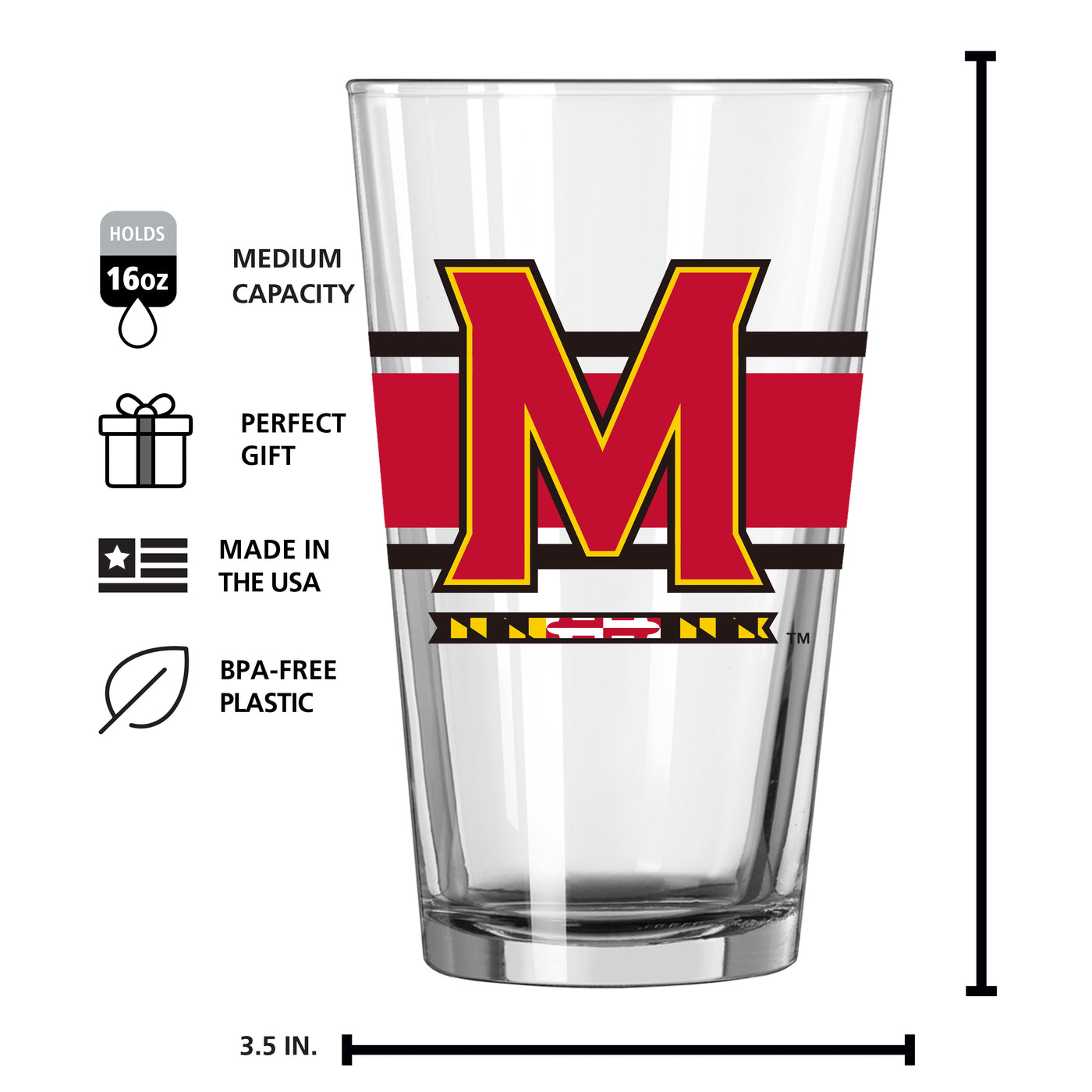 Maryland 16oz Stripe Pint Glass