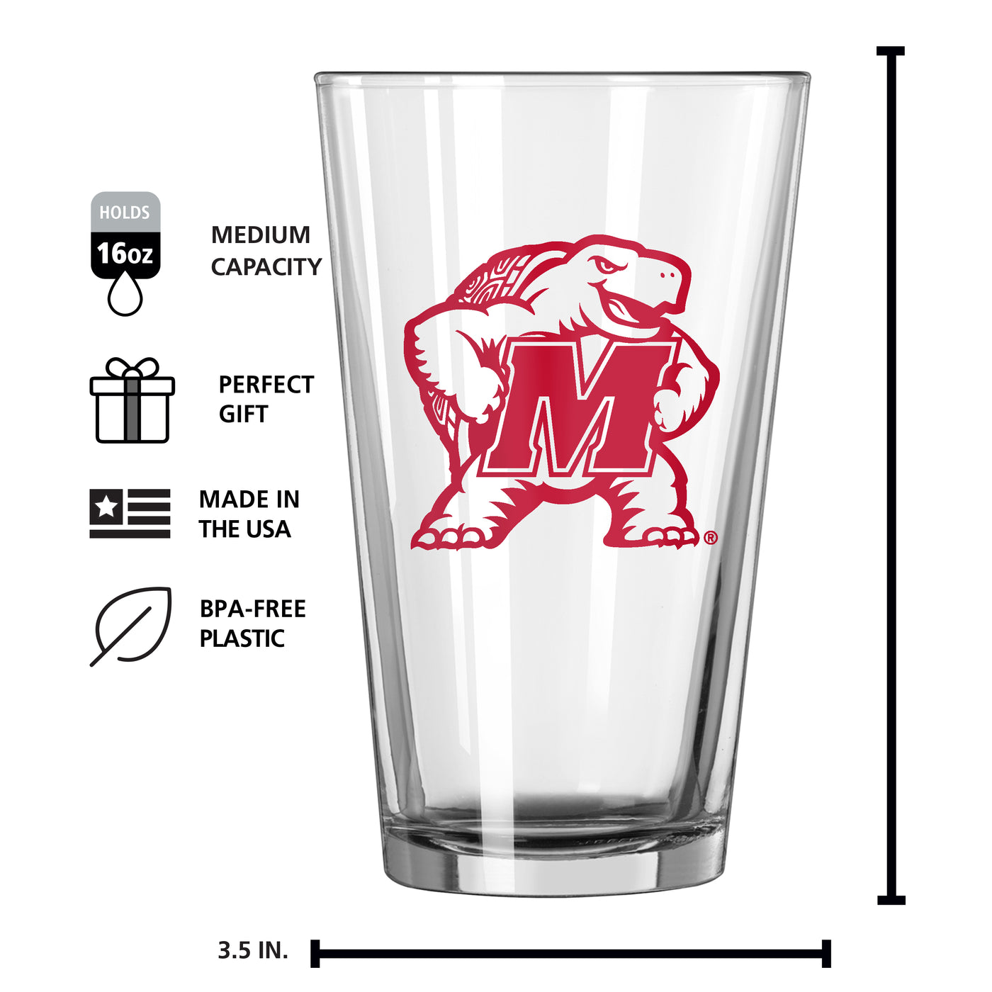 Maryland 16oz Gameday Pint Glass
