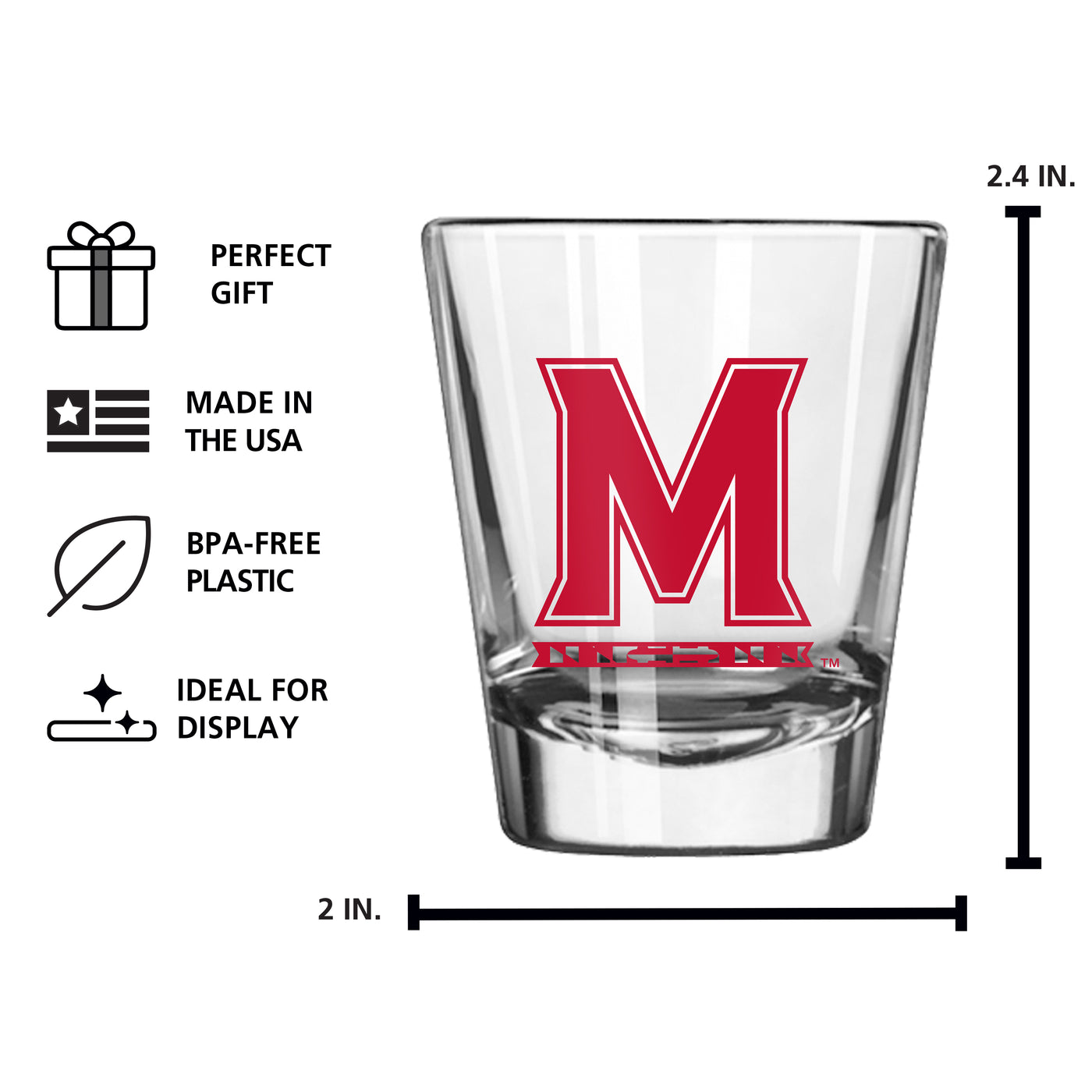 Maryland 2oz Gameday Shot Glass
